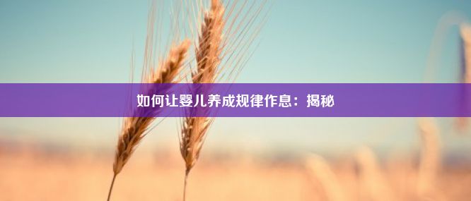 如何让婴儿养成规律作息：揭秘